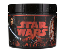 Star Wars-themed container with Anakin Skywalker and lightsabers on a black background