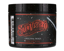 Black container with red and white text featuring 'Suavecito' brand on a white background