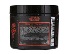 Black jar with red label featuring Star Wars branding and Suavecito Inc. text.
