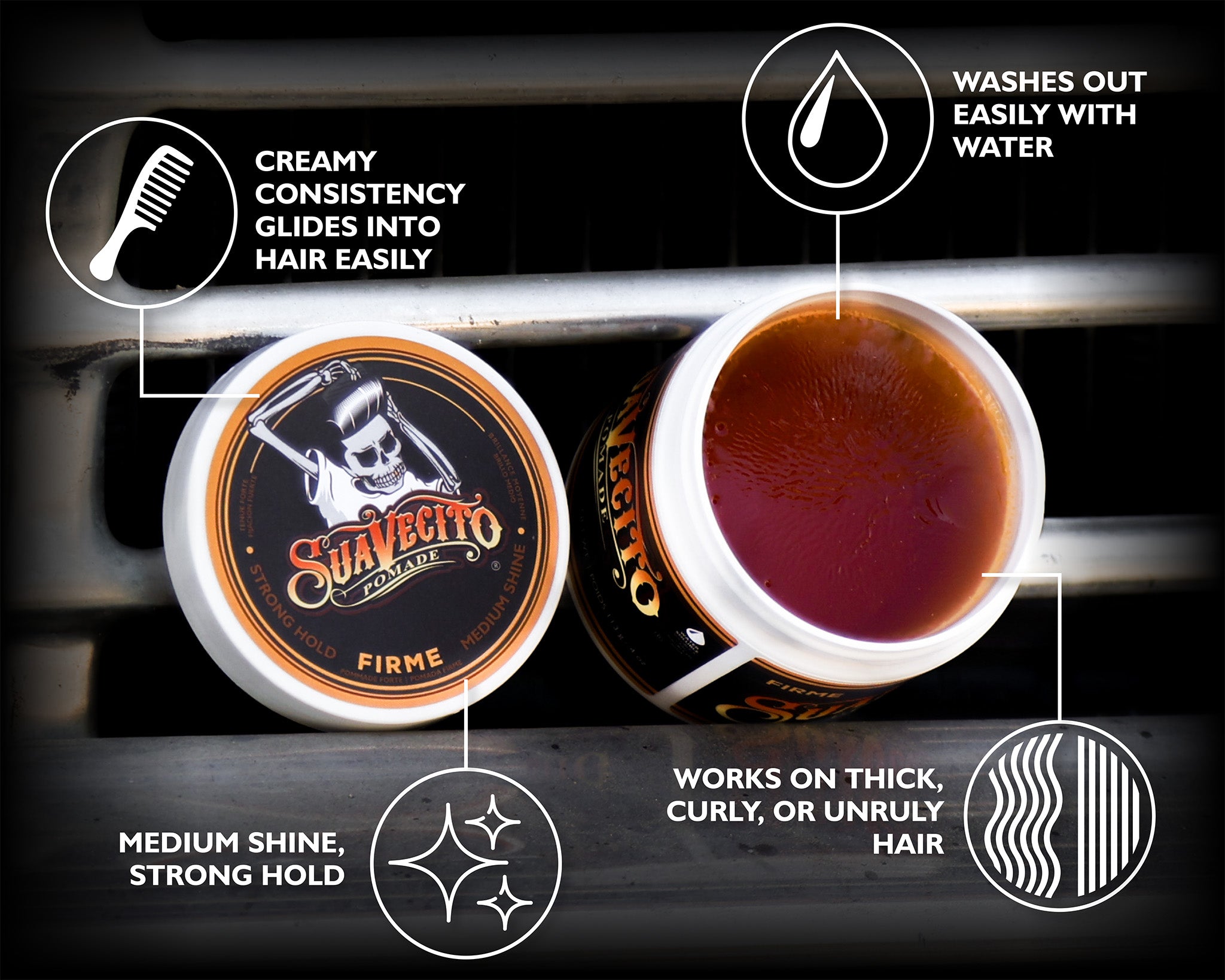 スタイリング剤 Suavecito pomade firme hold Suavecito Pomade Firme (Strong) Hold Pomade - Water Based Pomade
