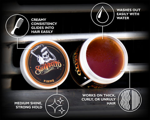 Suavecito Pomade Firme (Strong) Hold Pomade - Water Based Pomade