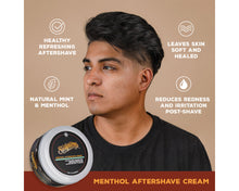 Menthol Aftershave Cream: healthy refreshing aftershave, leaves skin soft and healed, natural mint and menthol, reduces redness and irritation post-shave