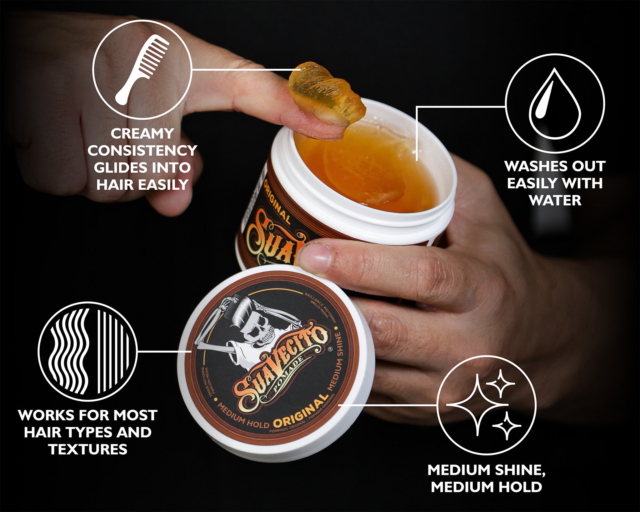 Suavecito Pomade Original Hold Pomade - Water Based Hair Pomade